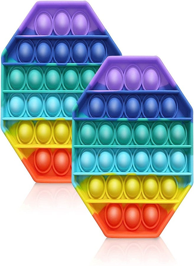AIMERS Pop Fidget Toys Pack Sensory Toy Push Popping Bubble Fidget Toys for Adults Kids, Stress Toys Autism Toys Special Needs ADHD Anxiety Toys (2 Pack) (2 Pack Rainbow Octagon) - Image 1